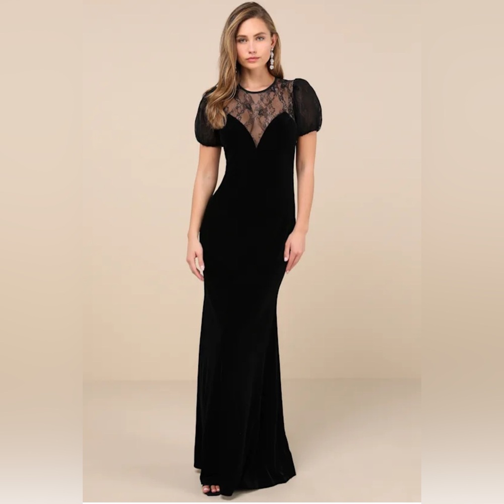 Lulu's Black Lace Maxi Dress